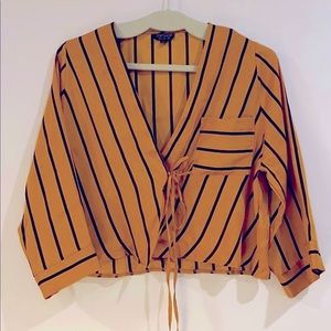 TOPSHOP | Gold Asymmetrical Striped Blouse